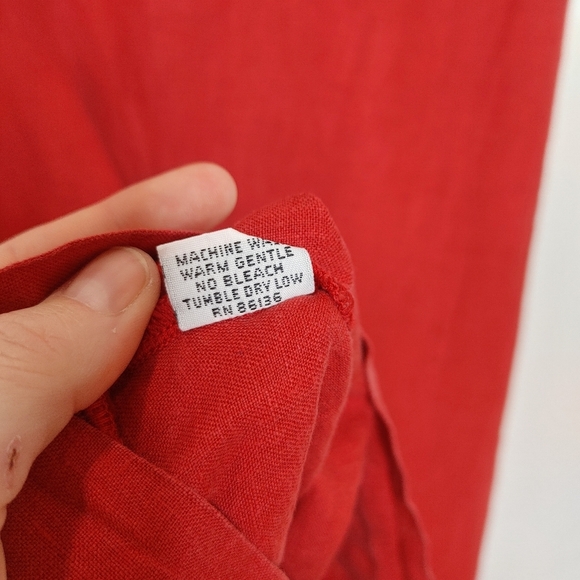 Bryn Walker Vneck Sleeveless Tunic Top Dress Linen Red‎ Ruffle Detail Small A - Picture 11 of 12